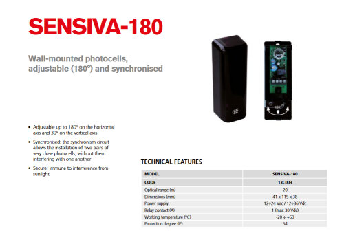 SENSIVA-180 - pár otočných reléových fotobuněk